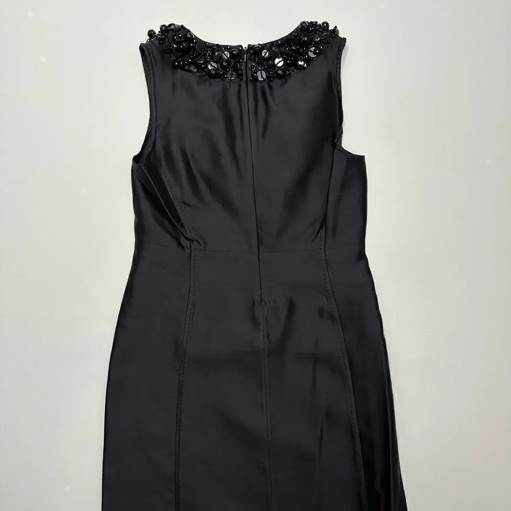 Tory Burch Beaded Neckline Black Sheath Dress